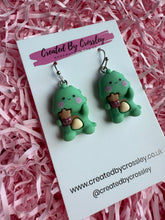 Load image into Gallery viewer, Bubble Tea Dinosaur Charm Earrings
