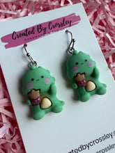 Load image into Gallery viewer, Bubble Tea Dinosaur Charm Earrings
