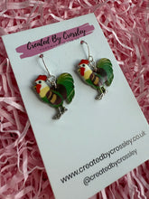 Load image into Gallery viewer, Green Chicken Charm Earrings
