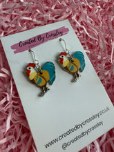 Load image into Gallery viewer, Blue Chicken Charm Earrings
