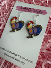 Load image into Gallery viewer, Purple Chicken Charm Earrings
