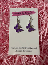 Load image into Gallery viewer, Purple Butterfly Charm Earrings
