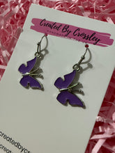 Load image into Gallery viewer, Purple Butterfly Charm Earrings
