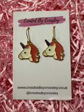 Load image into Gallery viewer, Unicorn Head Charm Earrings
