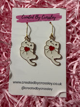 Load image into Gallery viewer, Heart Kitten Charm Earrings

