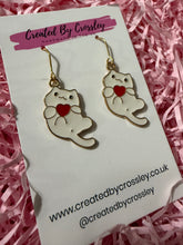 Load image into Gallery viewer, Heart Kitten Charm Earrings
