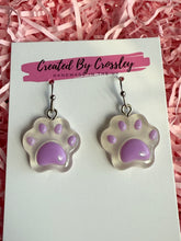 Load image into Gallery viewer, Purple Paw Charm Earrings
