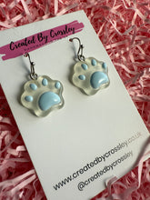 Load image into Gallery viewer, Blue Paw Charm Earrings
