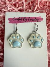 Load image into Gallery viewer, Blue Paw Charm Earrings
