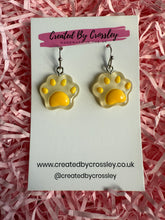 Load image into Gallery viewer, Yellow Paw Charm Earrings
