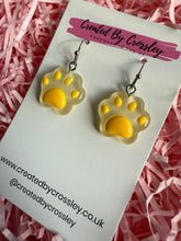 Load image into Gallery viewer, Yellow Paw Charm Earrings
