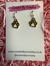 Load image into Gallery viewer, Paw Print Outline Charm Earrings
