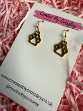 Load image into Gallery viewer, Paw Print Outline Charm Earrings
