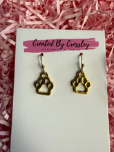Load image into Gallery viewer, Paw Print Outline Charm Earrings
