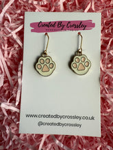 Load image into Gallery viewer, White Paw Print Charm Earrings
