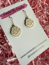 Load image into Gallery viewer, White Paw Print Charm Earrings
