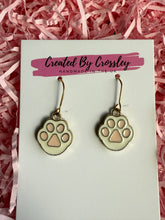 Load image into Gallery viewer, White Paw Print Charm Earrings
