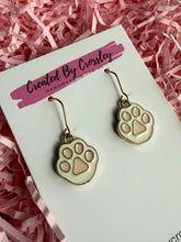 Load image into Gallery viewer, White Paw Print Charm Earrings
