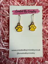 Load image into Gallery viewer, Yellow Paw Print Charm Earrings
