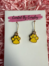 Load image into Gallery viewer, Yellow Paw Print Charm Earrings
