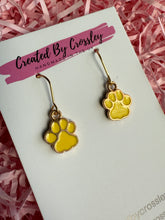 Load image into Gallery viewer, Yellow Paw Print Charm Earrings

