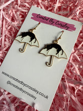 Load image into Gallery viewer, Umbrella Cat Charm Earrings
