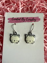 Load image into Gallery viewer, White Cat Charm Earrings
