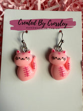 Load image into Gallery viewer, Pink Cat Charm Earrings
