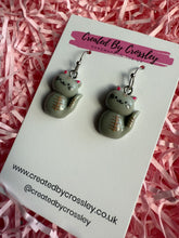 Load image into Gallery viewer, Grey Cat Charm Earrings
