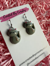 Load image into Gallery viewer, Grey Cat Charm Earrings
