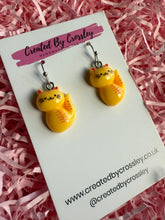 Load image into Gallery viewer, Yellow Cat Charm Earrings

