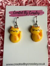 Load image into Gallery viewer, Yellow Cat Charm Earrings
