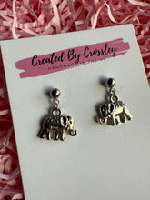 Load image into Gallery viewer, Mini Elephant Charm Stud Earrings
