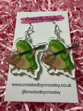 Load image into Gallery viewer, Guitar Frog Charm Earrings
