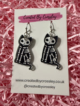 Load image into Gallery viewer, Skeleton Cat Charm Earrings

