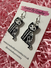 Load image into Gallery viewer, Skeleton Cat Charm Earrings
