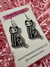 Load image into Gallery viewer, Skeleton Cat Charm Earrings
