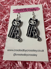 Load image into Gallery viewer, Skeleton Cat Charm Earrings
