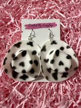 Load image into Gallery viewer, Large Black and White Cowboy Hat Charm Earrings
