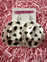 Load image into Gallery viewer, Large Black and White Cowboy Hat Charm Earrings
