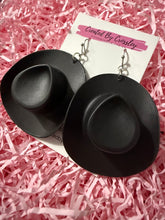 Load image into Gallery viewer, Large Black Cowboy Hat Charm Earrings
