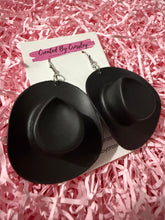 Load image into Gallery viewer, Large Black Cowboy Hat Charm Earrings
