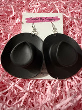 Load image into Gallery viewer, Large Black Cowboy Hat Charm Earrings
