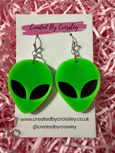 Load image into Gallery viewer, Green Alien Earrings
