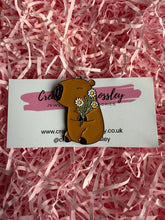 Load image into Gallery viewer, Large Flower Capybara Pin Badge
