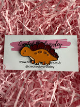 Load image into Gallery viewer, Orange Dinosaur Pin Badge

