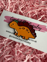 Load image into Gallery viewer, Orange Dinosaur Pin Badge
