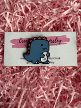 Load image into Gallery viewer, Blue Dinosaur Pin Badge
