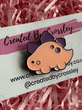 Load image into Gallery viewer, Pink Dinosaur Pin Badge
