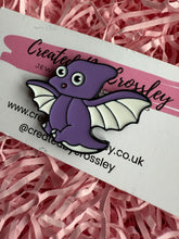 Load image into Gallery viewer, Purple Dinosaur Pin Badge
